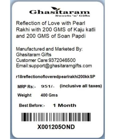 Ghasitaram Gifts Rakhi Gifts for Brothers Rakhi Pooja Thalis- Reflection of Love with Pearl Rakhi with 200 GMS of Kaju katli and 200 GMS of Soan Papdi Thali Rakhi with 200g of Kaju katli Soan Papdi - Buy Online on GoSupps.com