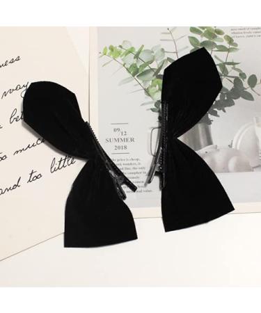 Black Ribbon Bow Hair Clips - Cute Accessories for Girls & Women [1 Pair] - Buy Online on GoSupps.com