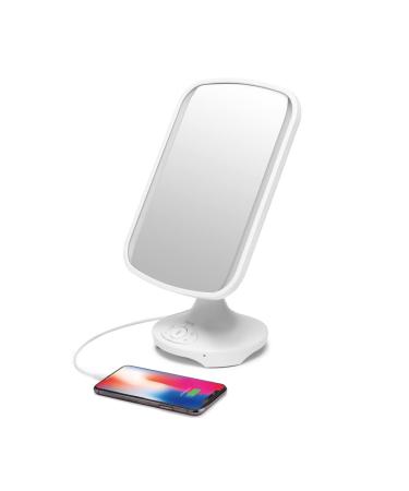 iHome 7 x 9 Reflect ll iCVBT3 Adjustable Vanity Mirror  Makeup Mirror with Bluetooth Audio  Hands-Free Speakerphone  LED Lighting  Siri & Google Support USB Charging  Flat Panel LED Lighting (White)