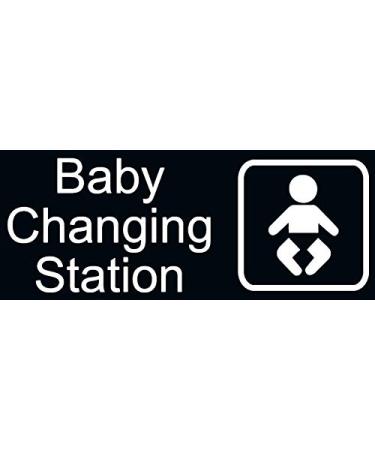 New Baby Changing Station Sign, 8 x 3 in with English and Symbol, Black for Men, Women, Unisex