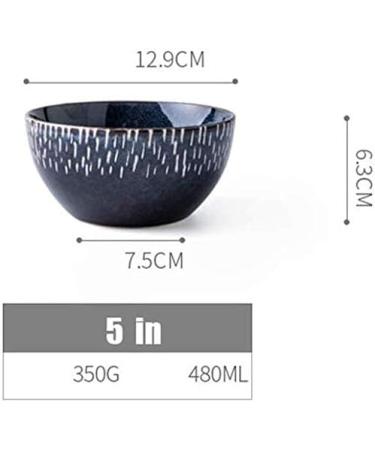 Bowl Snack Dip Bowls Dishware Household Ceramic Bowl Nordic Personality Bowl Creative Blue Rice Bowl 5 Inch Kiln Glazed Retro Tableware Compatible with Kitchen Restaurant Gifts - Buy Online on GoSupps.com
