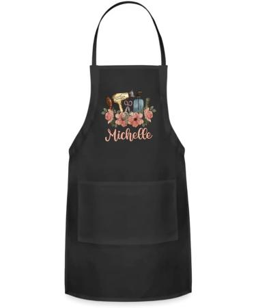Custom Hair Stylist Apron - Personalized Floral Pink Apron with Pockets for Women | Ideal for Salon Barber & Beauty School Students - Lightweight Cotton Design - Buy Online on GoSupps.com