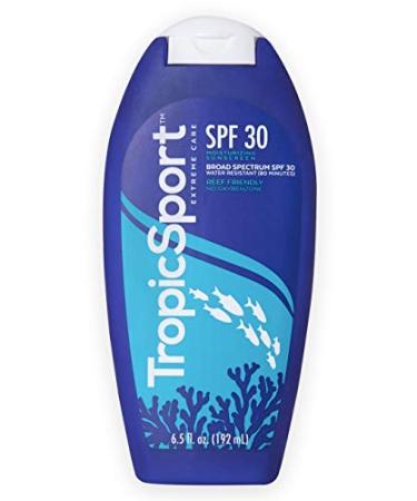 TropicSport Mineral Sunscreen Lotion SPF 30  Reef Friendly  Water Resistant  Broad Spectrum  Natural Organic  Kids and Family Friendly (6.5 oz) 6.5 Fl Oz (Pack of 1)