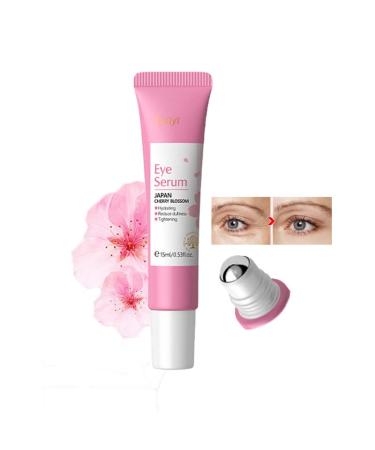 AKARY Cherry Blossom Eye Roller Serum Eye Moisturizer, Deep Hydration Eye Serum with Caffeine and Sodium Hyaluronate, Under Eye Cream to Reduce Dark Circles, Fine Lines, Smoothing Skin Care Treatment
