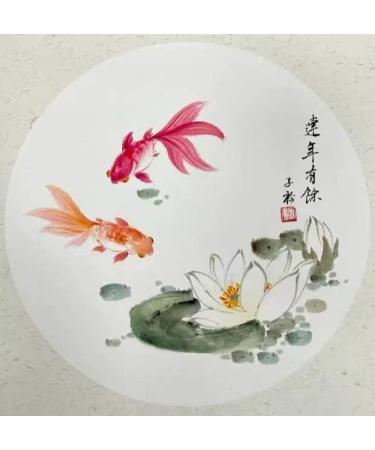 Hmay Pre-Mounted Soft Shikishi with Jingxian Semi-Sized Xuan Paper - 10 Sheets for Sumie Painting and Brush Calligraphy - Square 33cm - Buy Online on GoSupps.com