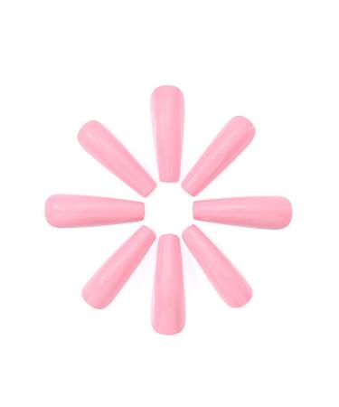 Brishow Long Ballerina False Nails - Pink Acrylic Press-On Nails | 24-Piece Full Cover Set for Women & Girls - International Shipping Available - Buy Online on GoSupps.com