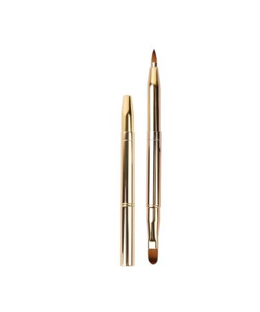 1PC Gold Retractable Lip Makeup Brushes Lip Brush Applicators Double-Ended Retractable Lipstick Brush with Cap for Girls Women Makeup Tool Accessories