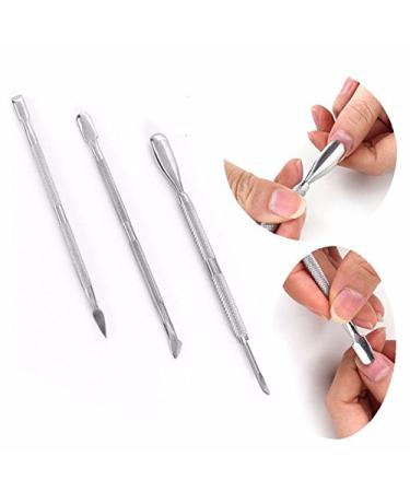Nail Pusher Set - 3 Pieces Stainless Steel Nail Cuticle Spoon Pusher Remover Manicure Pedicure Tool Set