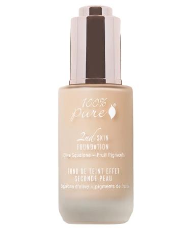 100% PURE 2nd Skin Lightweight Serum Foundation Anti-Aging Face Makeup - Blendable Coverage Liquid Hydration Boost for Soft Plumped Up Glow Vegan Shade 2 (Warm w/Peach Undertone) - 1.18 Fl Oz Shade 2 1.18 Fl Oz (Pack of...