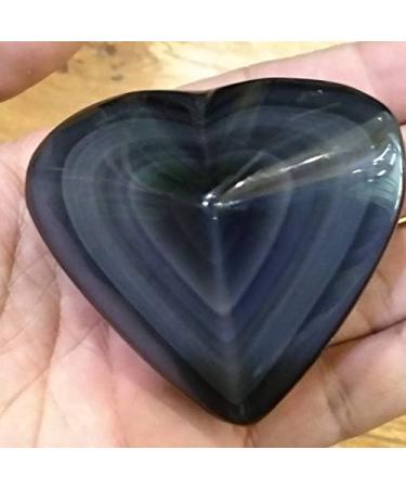 Natural Crystal Rough 140g Beautiful Heart Shape Natural Crystal Rainbow Eye Obsidian Stones - Buy Online on GoSupps.com