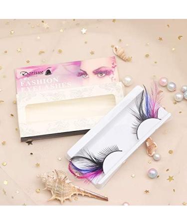 Dorisue Anime Red Blue Feather Eyelashes Purple Rainbow Show False Eyelash Fake Lashes Feather Lashes Makeup Party Halloween Cosplay Stage Eye Lash Cosmetic fake eyelashes (1 Pairs) - Buy Online on GoSupps.com