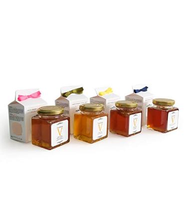 Stayia Farm Vasilissa Greek Organic Honey | Combo BIO Box | Authentic Certified Raw Honey BIO Product Greek Honey | Variety of Aromas | 4X 250g Jars