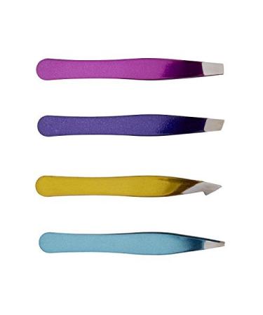 Onyx Professional 4 Pack Mini Tweezers Set for Shaping Eyebrows Removing Splinters Blackheads Eyelash Tweezers Travel Tweezer Set