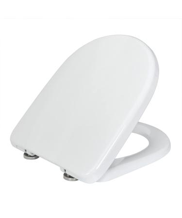 Toilet Seats Soft Close White Loo Lid Quick Release Heavy Duty Toilet Seat Easy Clean Bathroom Lid 02D- UF (Width 35.5 Length 40-46) White Little Surprise