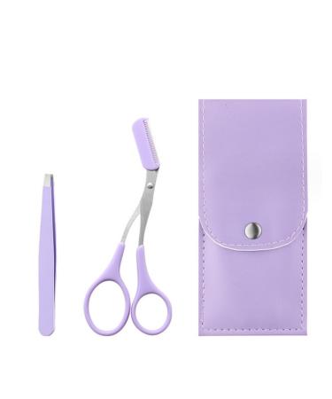 Classic Precision Slant Eyebrow Tweezer Eyebrow Scissors Hair Removal Tweezer with a Bag for Women and Men Professional Precision Tweezers for Eyebrows(Purple)