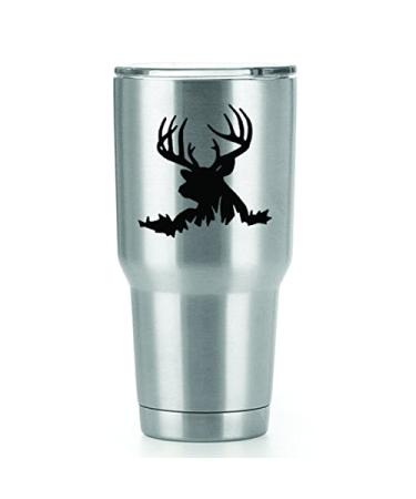 Deer Buck Laying Vinyl Decals Stickers (2 Pack!!!) | Tumbler and Insulated Cups | Decals Only! Cup not Included! | 2-3 X 3 inch Black Decals | KCD1264