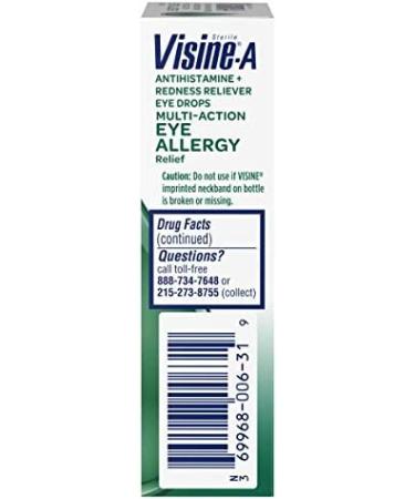 Visine-A Antihistamine Red Eyes Multi-Action Allergy Relief Eye Drops 0.5 fl. oz (Pack of 2) - Buy Online on GoSupps.com