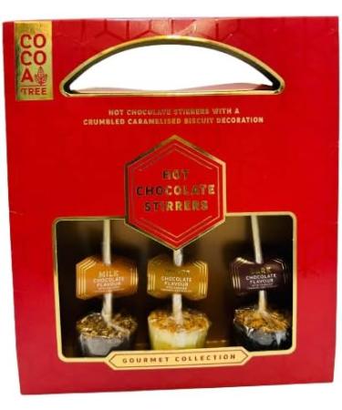 Hot Chocolate Stirrers With A Crumbled Caramelised Biscuit Decoration Pack With Milk Chocolate Stirrer White Dark Chocolate - Buy Online on GoSupps.com