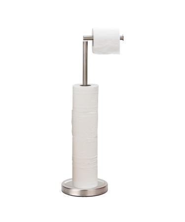 Toilet Paper Holder Stand Bathroom Toilet Paper Storage for 4 Paper Rolls with Heavy Base, Free Standing Toilet Paper Roll Holder (Brushed Nickel) Brushed Nickel Stainless Steel