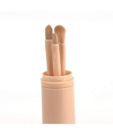 Mini Pink Makeup Brush Set - 4 in 1 Travel Essential for Lips, Highlighting, Eyes, and Foundation - Retractable Cosmetic Brushes - Buy Online on GoSupps.com