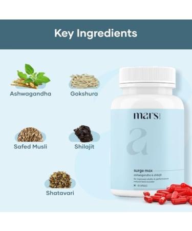 Mars Surgemax Natural Capsules with Shilajit & Safed Musli | Supports Energy, Strength & Immunity | for Active Lifestyle | 60 Capsules | Pack of 1 - Buy Online on GoSupps.com