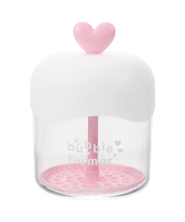 Ipetboom Heart-Shaped Transparent Foam Maker for Face Wash Manual Foam Maker Tool Pink Plastic Bubble Bottle Ideal for Home Use
