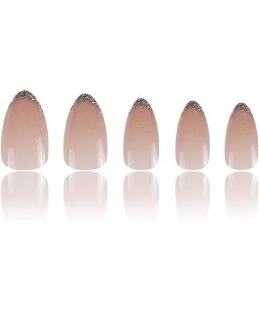 Press on Nails Short Pointed tip Fake Nails Naked Shining Pink False Nails Press on Nails Designs Acrylic Nails Press on Artificial Nails Stick on Nails For Women Girls 24Pcs - Buy Online on GoSupps.com