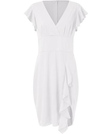 Briskyry V-Neck Floral Business Dresses for Ladies | Elegant Summer Bustier & Ruffled Hem Fashion - Buy Online on GoSupps.com