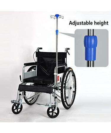 Adjustable Height IV Pole for Wheelchair 4 Hook Iv Bag Holder Stand Stainless Steel for Hospital and Home Care - Buy Online on GoSupps.com