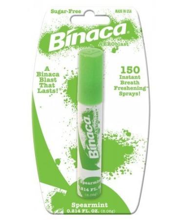 Binaca sugar-free Aeroblast 150 Breath Spray Spearmint 0.2 oz(pack of 12)