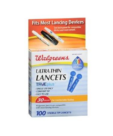 Walgreens Super Thin 30 Gauge Sterile Tip Lancets 100 ea