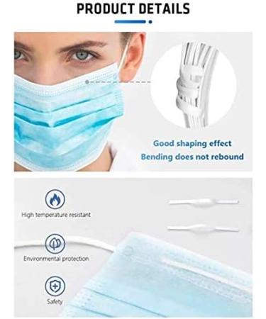 ROOBAN Nose Bridge for Mask 100 Pcs Double Metal Plastic Strips 0.12x0.02x4 inch - Bendable Floral Wire for DIY Handmade Face Mask Nose Bridge Clips - Buy Online on GoSupps.com