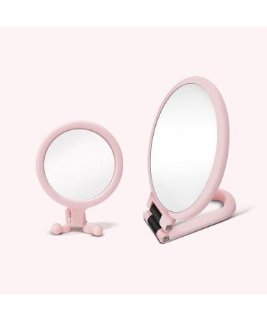 Bzwyonst 10X Handheld Magnifier Double Sided Folding Makeup Mirror Portable Handheld Mirror with Adjustable Handle(Pink) - Buy Online on GoSupps.com
