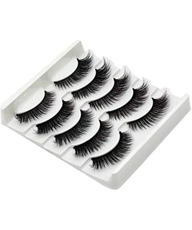 Vivis False Eyelashes 5 Pairs 3D Mink Natural Lashes Cross Fluffy Volume Hand-made Natural Dramatic Fake Eye Lash Black Soft for Various Makeups A19 - Buy Online on GoSupps.com