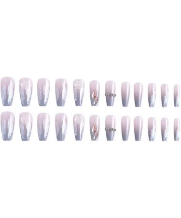 24Pcs/Set Press On Nails Long Ice Transparent Grey Camellia Flower Diamond Chain False Nails Acrylic Fake Nails Full Cover Nails Tips Artificial Finger Manicure Press on nails for Women and Girls - Buy Online on GoSupps.com