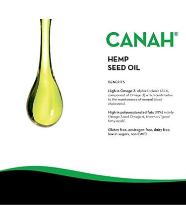 Buy Canah Natural Hemp Seed Oil 250ml - Bio Cold-Pressed Raw Vegan Omega-3 & Omega-6 Rich Kosher Certified for Healthy Cholesterol - Buy Online on GoSupps.com