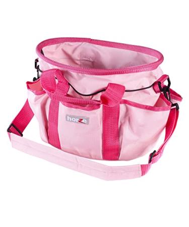 HORZE Grooming Bag for Horses, Dogs with Shoulder Strap and 6 Pockets for Supplies | 12" x 8" x 9" One Size Pink