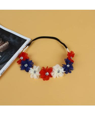 Patriotic Flower Crown Headband for Independence Day - Blue Red White Floral Hair Band - Buy Online on GoSupps.com