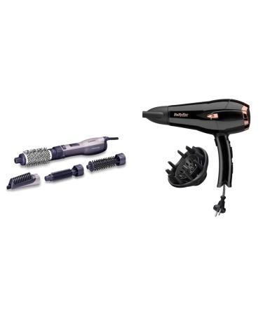 Babyliss AS121E Warm air brush MultiSstyle 1200 watt ionic 4 attachments 1 piece (1 Pack) & Cordkeeper 2000 Ionic hair dryer D373E unique cable catchment function under control 2000 watt bundle with ionic hair dryer D373e