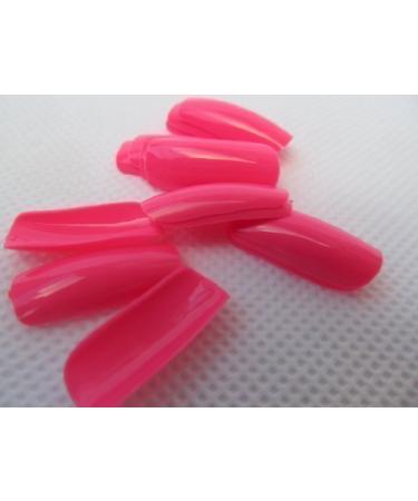 100 x wrong neon light bubblegum pink medium length full cover 80s style wrong nails & glue 10 different sizes (10 x every size) from fat catz