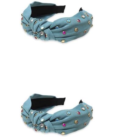 CLSSLVVBN 2 Set of Fashion Hair Bands Hoop Twist Knot Headband with Rhinestones Colorful Wide Flexible Headbands for Women Girls Dark Green Dark Green 2Set - Buy Online on GoSupps.com