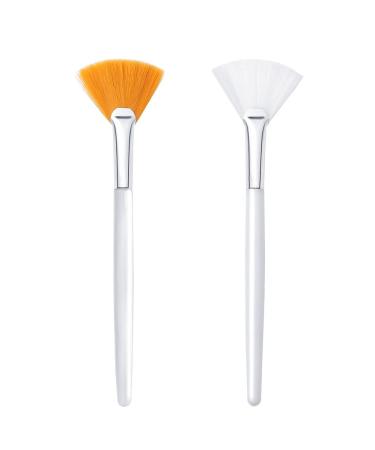 2 Pcs Fan Brushes for Facials, Soft Makeup Mask Applicator Brushes Tools for Glycolic Acid Peel Mask Cosmetic Orange