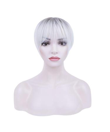 MIMAN Short Platinum Blonde Pixie Cut Wig with Bangs - Natural Looking Synthetic Hair for Women | Costume Wigs - Buy Online on GoSupps.com