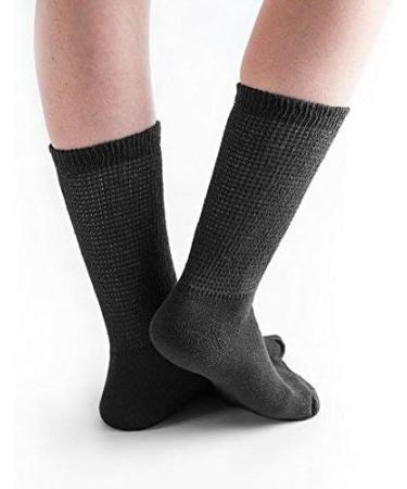 Doc Ortho Loose Fit Diabetic Socks 12 Pairs Crew Large Black - Comfortable & Non-Binding - Buy Online on GoSupps.com