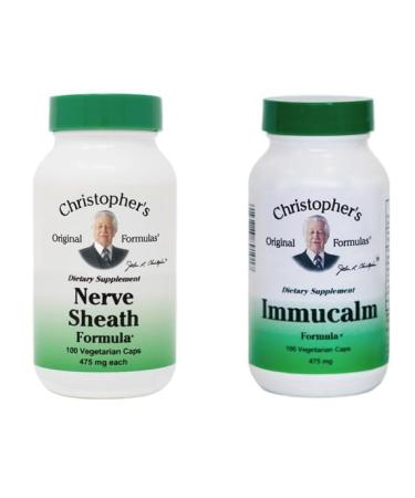 Dr. Christopher s Original Formula Bundle of Nerve Sheath Formula and Immucalm Formula | 100 Vegetarian Capsules in Each Bottle | Dietary Supplements | USDA Organic