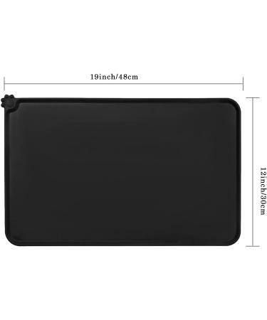 Emwel Waterproof Non-Slip Silicone Feeding Mat for Dogs & Cats - 47x30cm Gray/Black Ideal Food & Water Bowl Underlay - Buy Online on GoSupps.com