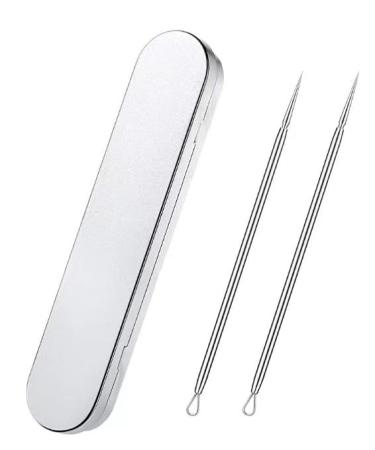 Titanium Blackhead Removal Acne Needle Blasting ToolFacial Acne RemoverTitanium Teardrop Acne Needles 2 Pcs with Iron Case
