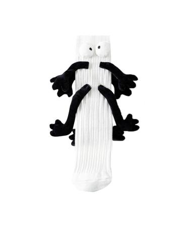 1 Pair Couple Socks Holding Funny Socks For Women Men Mid-Tube 3D Socks Suction Magnetic Couple Doll Socks White3One Size