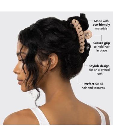 Kitsch Recycled Plastic Large Claw Clip Set - Big Chain Hair Clips for Women - 3pc Set of Large Hair Claw Clips, Jaw Clips - Ideal for Thick Hair & Girls - Neutral Colors - Buy Online on GoSupps.com