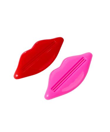 AKOAK 2 Pcs Fun Lips Plastic Toothpaste Squeezer Toothpaste Bathroom Accessories Supplies Random Colors